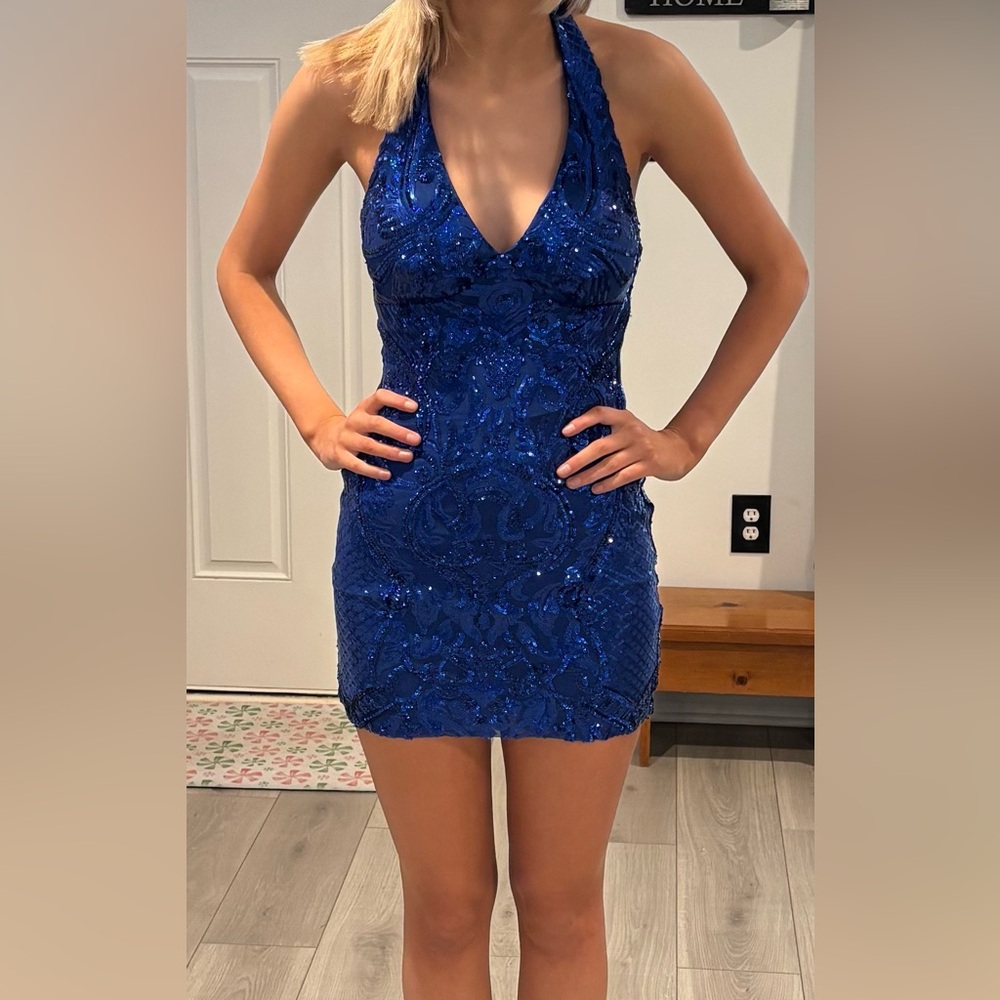 Blue Sequin Mini Dress Homecoming